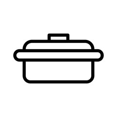 Pot, kitchen utensils restaurant outline design icon.
