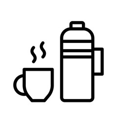 Thermo Bottle and hot mug, restaurant related editable outline icon