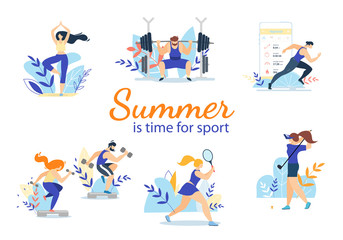 Fototapeta na wymiar Summer Time Sport Activities Set Isolated on White