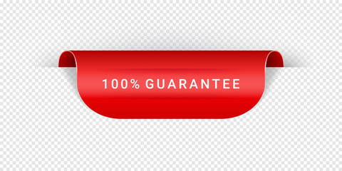 Guarantee Vector Sticker, Tag, Banner, Label, Sign Or Ribbon Realistic Red Origami Style Vector Paper Ribbon For Web Banner Or Print Poster. Eps 10