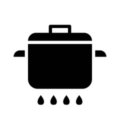 Stew pot on fire.restaurant solid black icon.