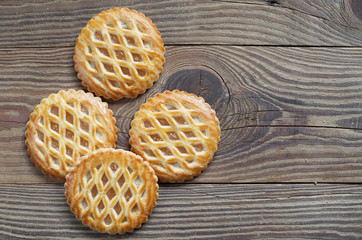 Cakes with an apple filling close up