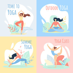 Outdoor Summer Time Yoga Class Sport Banners Set