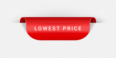 Lowest Price Vector Sticker, Tag, Banner, Label, Sign Or Ribbon Realistic Red Origami Style Vector Paper Ribbon For Web Banner Or Print Poster. Eps 10