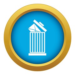 Envelope in trash bin icon blue vector isolated on white background for any design
