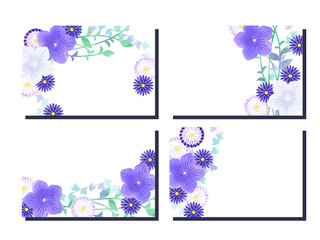 Obraz na płótnie Canvas 桔梗と青い菊の花の背景イラスト