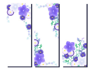 桔梗と青い菊の花の背景イラスト