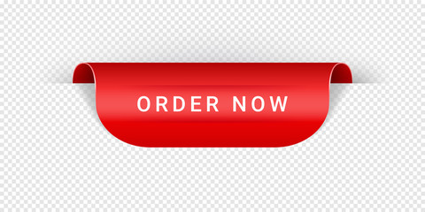 Order Now Vector Sticker, Tag, Banner, Label, Sign Or Ribbon Realistic Red Origami Style Vector Paper Ribbon For Web Banner Or Print Poster. Eps 10