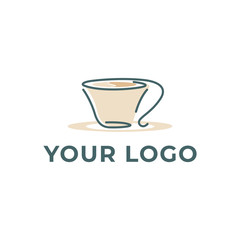 coffee, tea cup logo template in abstract style