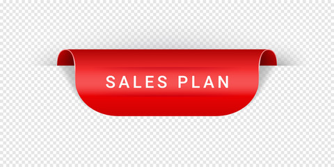 Sales Plan Vector Sticker, Tag, Banner, Label, Sign Or Ribbon Realistic Red Origami Style Vector Paper Ribbon For Web Banner Or Print Poster. Eps 10