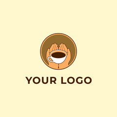 hands hanging coffee cup logo template