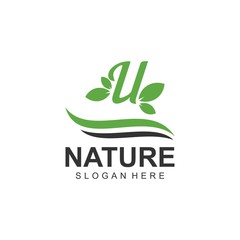 Logos of green leaf ecology nature element vector
