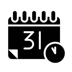 calendar reminder plan Xmas black solid design icon.