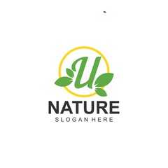 Logos of green leaf ecology nature element vector