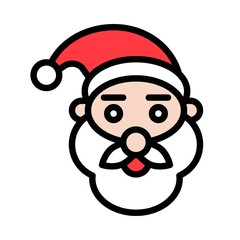 Santa Claus  with beard and cap Xmas filed editable outline icon.