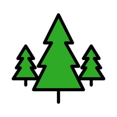 pine tree Xmas filed editable outline icon.