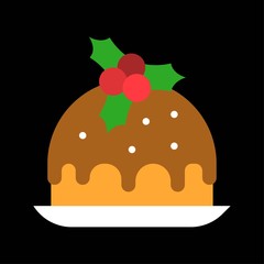 sweet pudding dessert Xmas flat design icon.
