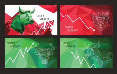 Stock Market Trend Symbols. Set of horizontal banners.