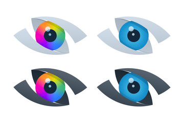 Abstract vision icons with eyeballs