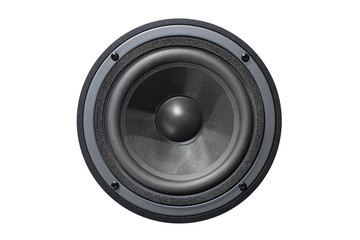 Black acoustic speaker isolated on white