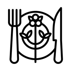 table ware dining fork and knife Xmas editable outline icon.