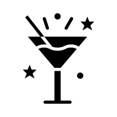 wine glass celebration Xmas black solid icon.