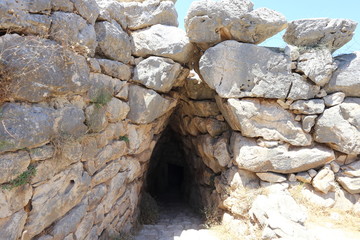 Mycenae, Greece - 24 July 2019: The archaeological site of the ancient city of Mycenae in Argolida