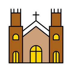 Christians worship holly church Christmas filled editable outline icon.