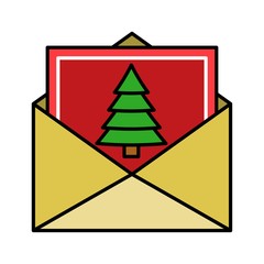 Fototapeta premium letter invitation envelope decoration Christmas filled editable outline icon.