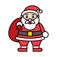 cute Santa gift sack Christmas filled editable outline icon.