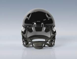 Fototapeta premium Black American football helmet isolated on grey mockup 3D rendering
