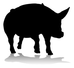 A pig silhouette farm animal graphic