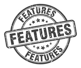 features stamp. features round grunge sign. features