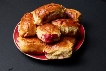 Buns with fruit. Homemade baking. Homemade Buns on plate