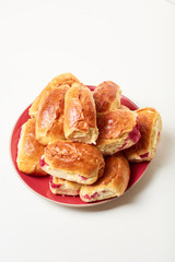 Buns with fruit. Homemade baking. Homemade Buns on plate