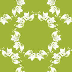 seamless floral pattern with beetle on the leaves