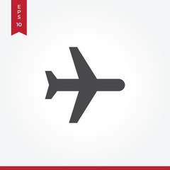 Black plane vector icon in modern style for web site and mobile app