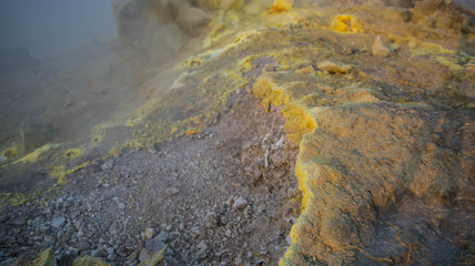 at the top of the large volcano crater Sicily