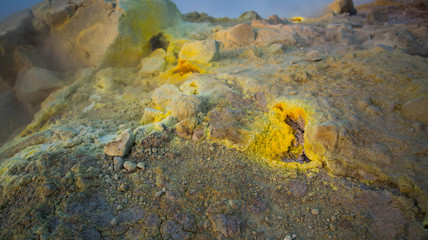 at the top of the large volcano crater Sicily