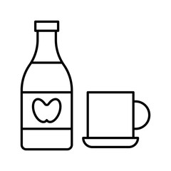 alcohol bottle with cup celebration Christmas editable outline icon.