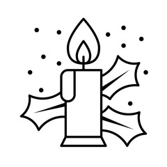 candle light holly celebration Christmas editable outline icon.