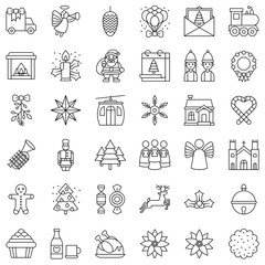 set of Christmas decoration editable outline icons.
