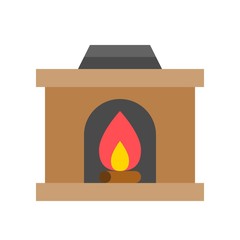 wood fireplace decoration in room winter related icon