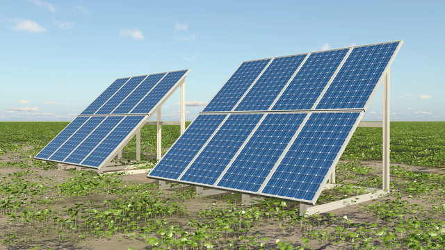 Solaranlagen in einer Landschaft
