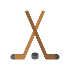 hockey sticks and ball goal winter flat icon