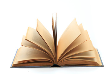open vintage book isolated on a white background .