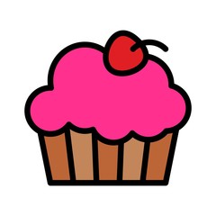 Cupcake vector, wedding related fiiled style editable outline icon