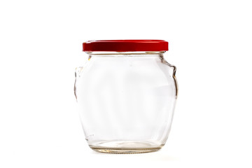  empty glass jar for conservation, isolated on white background - Image