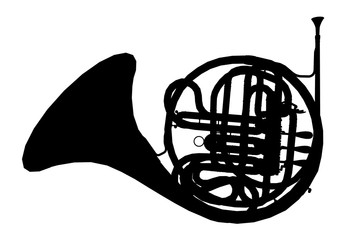 Silhouette eines Horns, Musikinstrument
