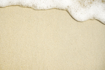 Tropical beach with white coral sand and calm wave with space for text background                   